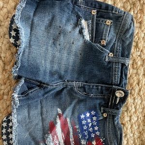 Girls justice 14 S American flag USA jean shorts